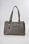 Women's Shoulder Bag with Zippered Front Pocket, Textured and Patent Leather Detailed Daily Stylish Bag Gray 18316 - 6
