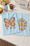 Winged Flower Light Blue Butterfly and Floral Pattern 2-Piece Kitchen Towel Set 35X55 - 4