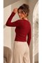 Women's Burgundy Metal Button Detailed Long Sleeve Viscose Elastane Fabric Cardigan Blouse - 8