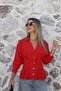 Red Gold Buttoned Pleated Shirt