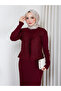 Women's Long Knitted Dress with Silver Detailing - 3