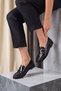 Marven Side Double Buckle Detail Crinkled Patent Leather Women's Daily Shoes Black - 3