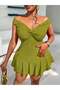 Rochie mini, verde - 5