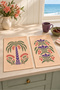 Purple Date Palm Peach Purple Palm and Flower Patterned 2-Piece Kitchen Towel Set 35X55 - 5