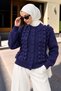 Ruffled Front Knitwear Cardigan Tsd260337 Navy Blue