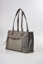 Women's Shoulder Bag with Zippered Front Pocket, Textured and Patent Leather Detailed Daily Stylish Bag Gray 18316 - 4