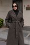 Belt Epaulet Detailed Cashmere Coat Tsd260317 Smoked - 3