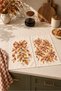 Copper Ribbon Bow and Oak Leaf Patterned 2-Piece Kitchen Towel Set 35X55 - 2
