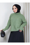 Women's Hair Patterned Half Fisher Knit Sweater
