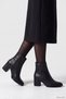 Women's Black Zippered Thick Heeled Boots - 4
