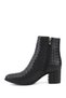 Women's Black Zippered Thick Heeled Boots - 6