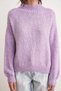 6701 Women's Soft Textured Crew Neck Oversize Knitwear Sweater Lilac - 2