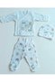 0-3 Months Cute Patterns 3 Pieces Boneli Zibin Set Made of 100% Cotton - 2
