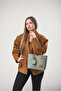 Women's Shoulder Bag with Mirror Charm Accessory, Textured Daily Stylish Handbag Green 18344 - 3