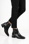 Black Leather Zippered Stylish Comfortable Women's Heeled Boots for Office and Daily Use 458364