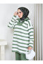 Women's Striped Zippered Oversize Knitwear Set - 6