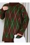 Women's Square Patterned Oversize Knitwear Set - 3