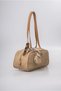 Women's Shoulder Bag with Mirror Charm Accessory, Zippered Textured Baguette Bag, Beige 18346 - 5