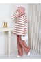 Women's Striped Zippered Oversize Knitwear Set - 5