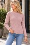 Women's Crew Neck Long Sleeve Geometric Knit Patterned Elegant Comfortable Fit Soft Casual Powder Knitwear Sweater - 2