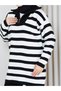 Women's Striped Zippered Oversize Knitwear Set - 3