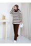 Women's Striped Zippered Oversize Knitwear Set