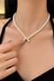 Bow Figured Pearl Stone Women's Necklace