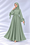 Refka Crew Neck Tie-Cuff Detail Modest Casual Maxi Dress with Hiijab - 4