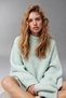 6701 Women's Soft Textured Crew Neck Oversize Knitwear Sweater Mint