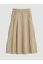 Alita City Lcw Modest Beige Gabardine Plain Midi Women's Skirt with a Difference - 6