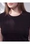 Alita City Farkıyla Lcw Curve Black Combed Cotton Plain Oval Neck Short Sleeve Women's Blouse - 2