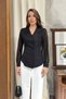 Women's Black Sequin Embroidered Floral Detailed Chiffon Sleeve Blouse - 3