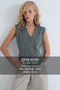 Women's khaki adjustable waist stitch detailed vest alc-x14408 - 2