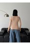 Women's Finger Detailed 3-Piece Crew Neck Black White Beige Finger Interlocking Long Sleeve Basic Bodysuit Cotton Lycra - 4