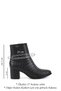 Women's Black Zippered Thick Heeled Boots - 3