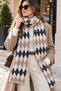 Women's Diamond Patterned Soft Plush Scarf and Beanie Set, Soft Textured Winter Set - 7