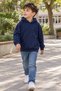 Hooded Navy Blue Children's Sweatshirt 3 Threaded Yarns for Girls and Boys 3-13 Years Old - 6