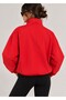New Season Red Oversize Stand Collar Women's Jacket - 4