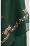 Green Cotton Sprinkled Spring Flowers Embroidered Shawl Headscarf - 2