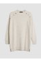 Özmarka New Season Beige Crew Neck Women's Knitwear Tunic - 5