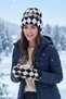 Women's Diamond Patterned Soft Plush Scarf and Beanie Set, Soft Textured Winter Set - 5