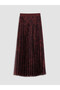 Alita City Farkıyla Lcwaikiki Classic Burgundy Chiffon Patterned Long Women's Skirt