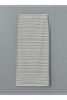 Alita City Farkıyla Natuvera White Combed Cotton Striped Midi Women's Skirt - 6