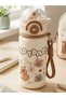 Patterned Children's Water Bottle - 520 Ml. 316L Stainless Steel - 6 Hours Hot with Thermos - Use with Straw - Shotay St-7813 - Kapibala