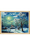 Diamond Painting Puzzle Kit, Snowy Village in Full Moon 50X65 cm Mosaic - 2