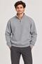 Men's Three-Thread Ribbed Stand Collar Half-Zip Winter Sweatshirt - Gray - 2
