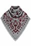Gray - Burgundy Patterned Knitwear Shawl - 2Y251005