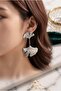 Rice silver color serrated leaf model dangle earrings - 2