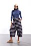 Navy Blue Plaid Barrel Pants 51486 - 4