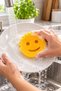 Scrub Sunny Smiling Face Kitchen Dish Sponge Softens in Hot Water Hardens in Cold Water Multi-Purpose Scrubbing Sponge Yellow - 4